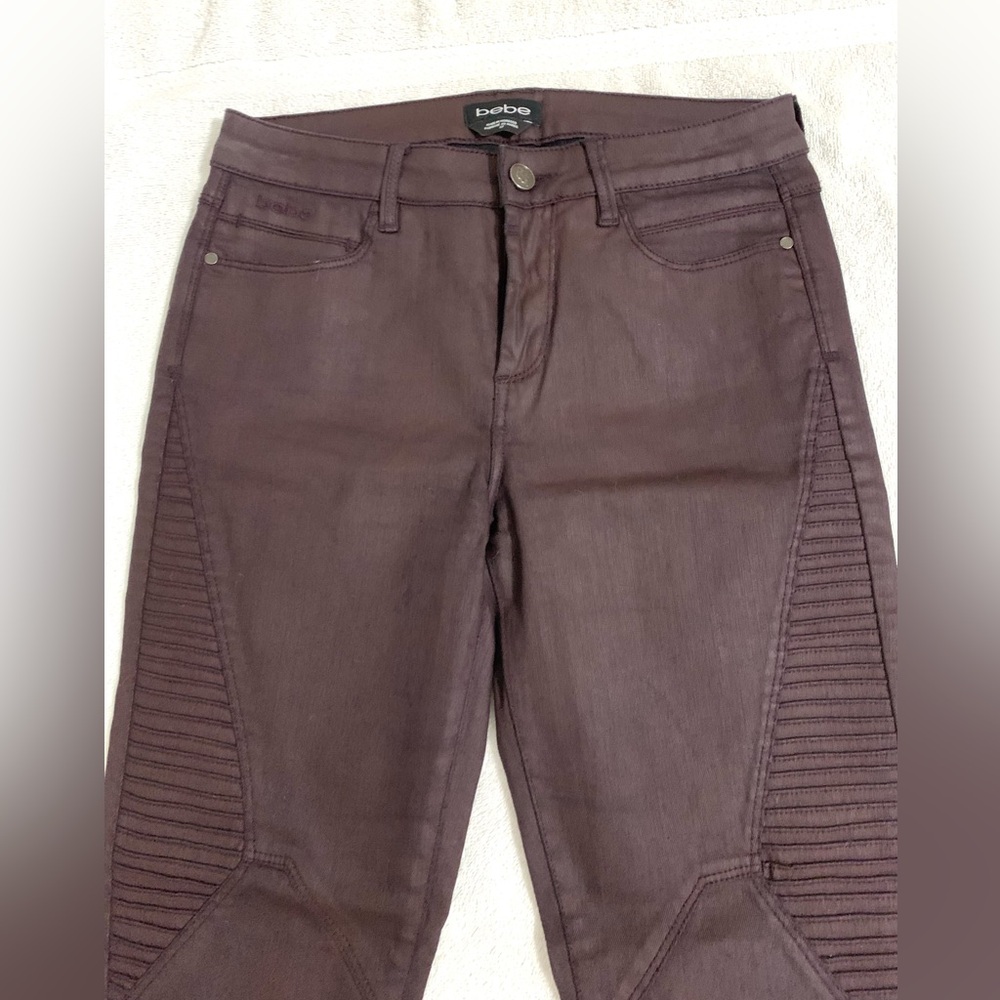 BeBe Coated Wine Moto Jeans